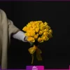 دسته گل رز زرد ساده 25 شاخه با روبان زرد - 30 سانت - خرید گل زر - انگور