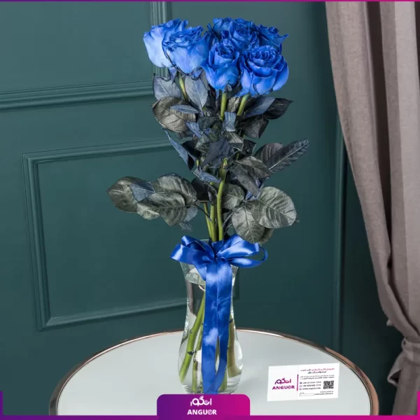 خرید دسته گل رز آبی - سفارش آنلاین گل - دسنه گل 7شاخه-
