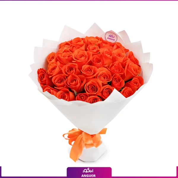 خرید و سفارش دسته گل رز - دسته گل رز نارنجی - هدیه خاص - سفارش آنلاین گل -انگور