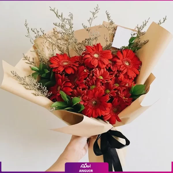 خرید دسته گل ژربرا قرمز -هدیه دسته گل - سفارش آنلاین گل