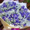 خرید و سفارش دسته گل زنبق بنفش و گل عروس - انگور