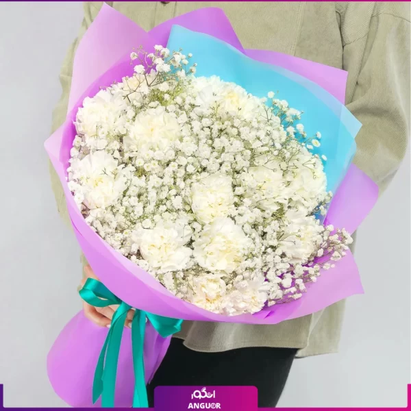خرید وسفارش گل - دیزاین دسته گل سفید - سفارش آنلاین گل