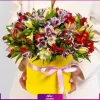 خرید + سفارش باکس گل آلسترومریا رنگی - انگور