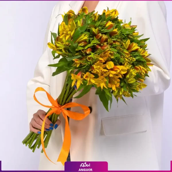 خرید + سفارش دسته گل آلسترومریا زرد (20 شاخه) - انگور