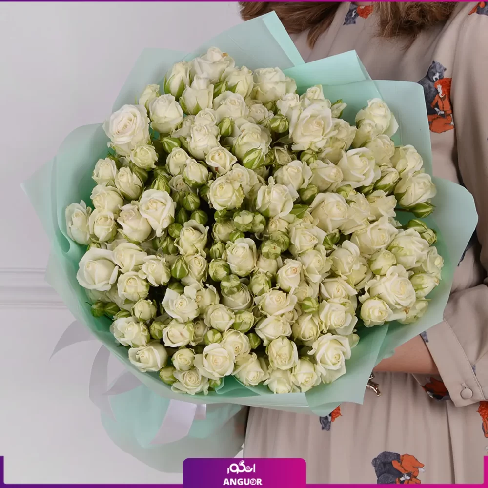 دسته گل رز مینیاتوری سفید- خرید آنلاین گل-انگور