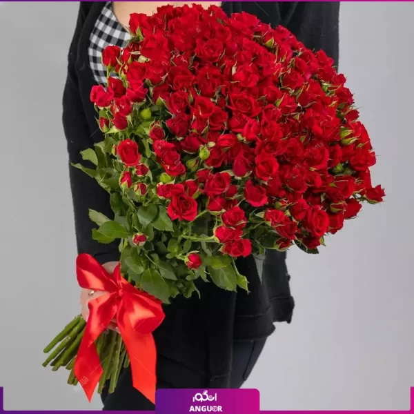 دسته گل رز مینیاتوری قرمز بزرگ - خرید آنلاین گل - انگور