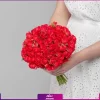 دسته گل عروس رزمینیاتوری قرمز، مناسب برای حنای عروس | انگور