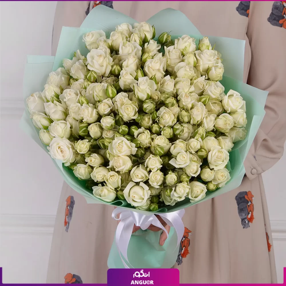 دسته گل رز مینیاتوری سفید- خرید آنلاین گل-انگور