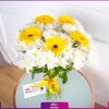 خرید دسته گل ژربرا زرد و داوودی سفید - خرید آنلاین گل - انگور