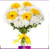 خرید دسته گل ژربرا زرد و داوودی سفید - خرید آنلاین گل - انگور