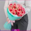 19شاخه گل رز لب صورتی - دسته گل رز لب صورتی- خرید دسته گل کوچک -انگور