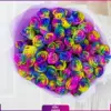 خرید دسته گل رز هفت رنگ - دسته گل رز هفت رنگ 50 شاخه - سفارش دسته گل رز هفت رنگ لوکس-انگور