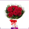 خرید دسته گل رز قرمز - سفارش دسته گل رز قرمز با کاغذ- دسته گل رز قرمز 9 شاخه-انگور