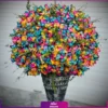 جام گل لاکچری 160 شاخه رز هفت رنگ