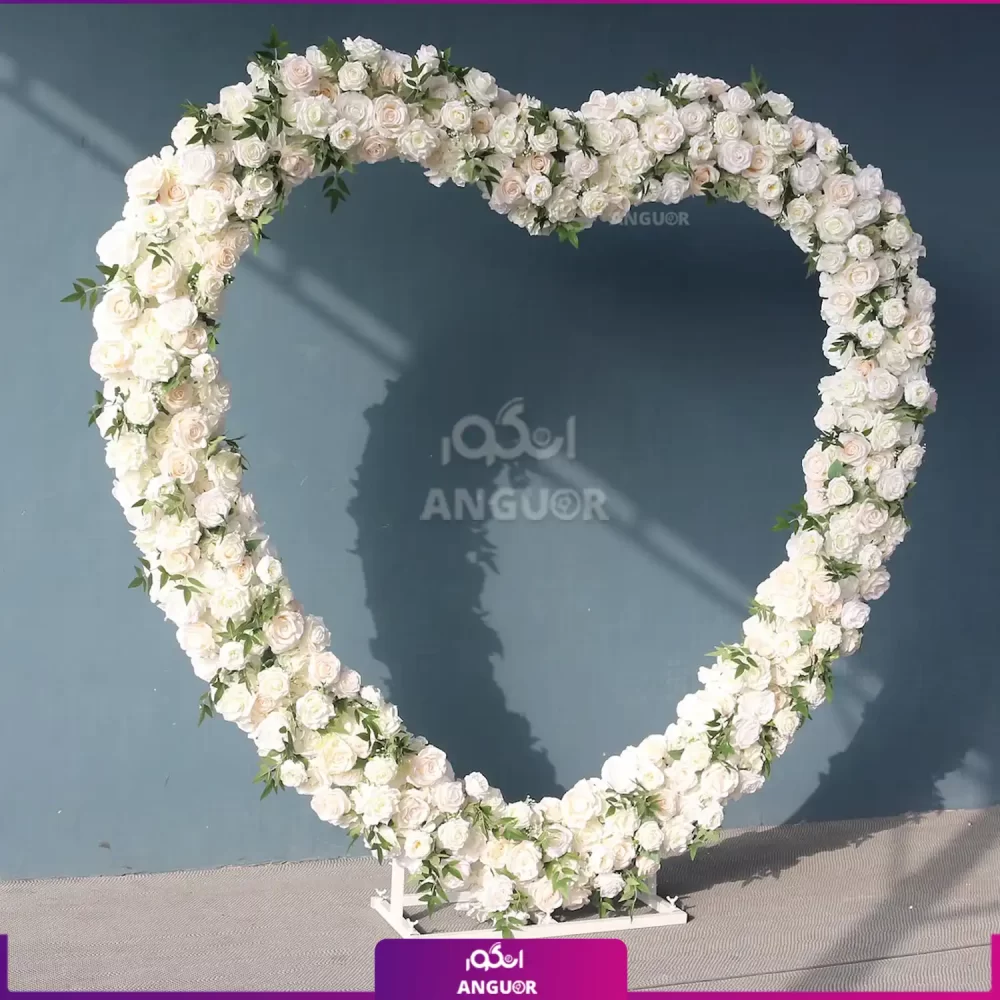 استند قلب ایستاده گل آرایی شده تم سفید (گل آرایی در محل شما) - Image 3