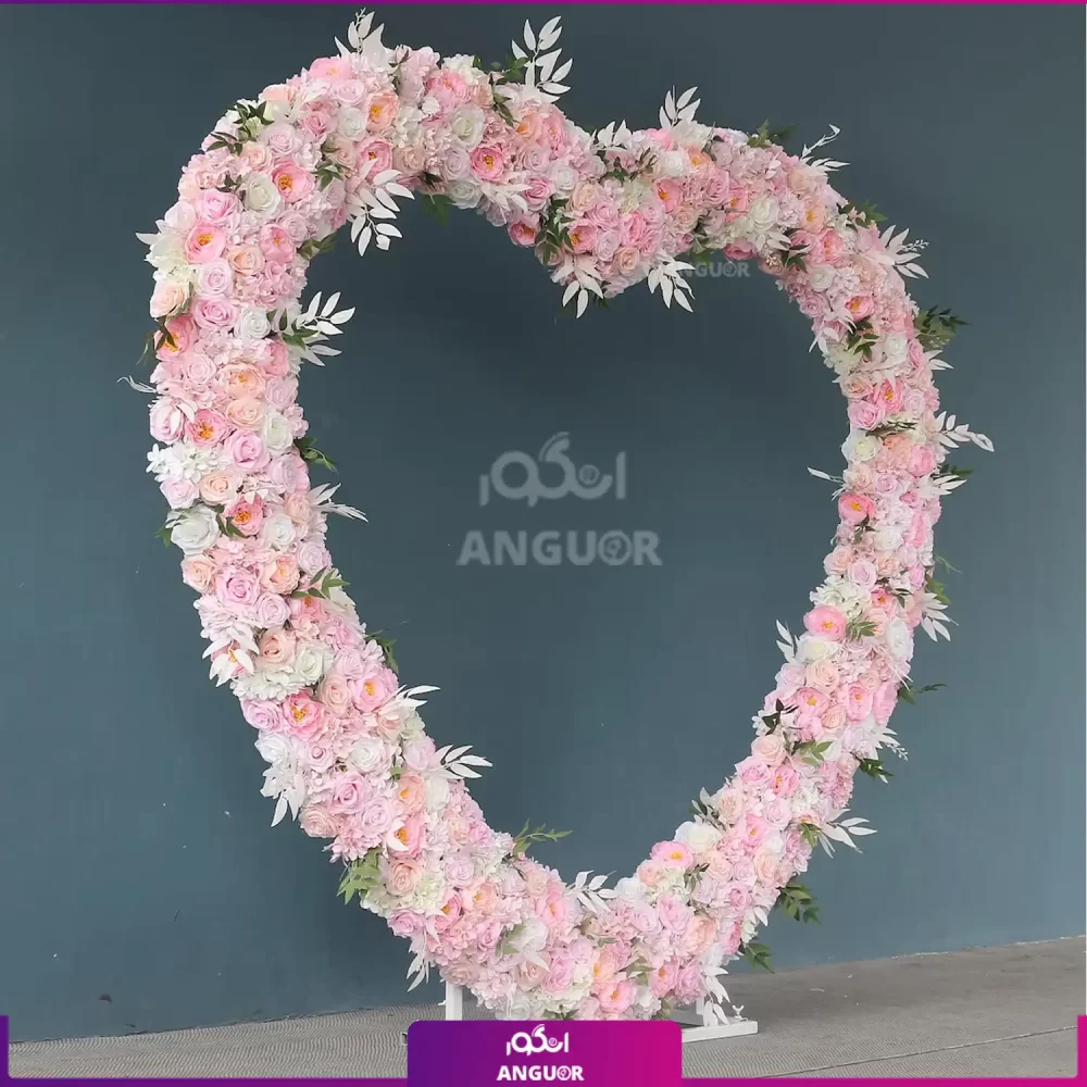 استند قلب ایستاده گل آرایی شده تم صورتی (گل آرایی در محل شما) - Image 3