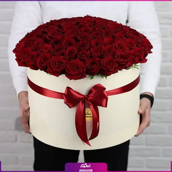 خرید آنلاین باکس گل - سفارش باکس گل رز قرمز - انگور