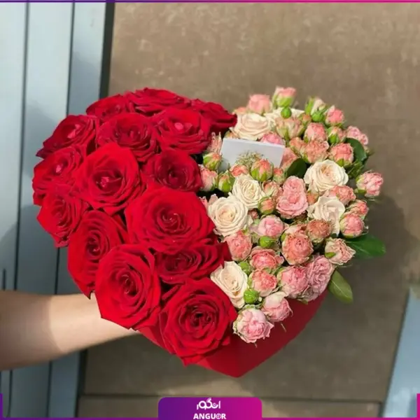 خرید انلاین باکس گل - سفارش باکس گل به همراه رز قرمز- باکس گل با رز سفید-انگور