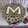 خرید باکس گل رز طلایی - باکس گل رز طلایی حرف اول اسم - باکس گل طلایی یه همراه رز سفید - انگور