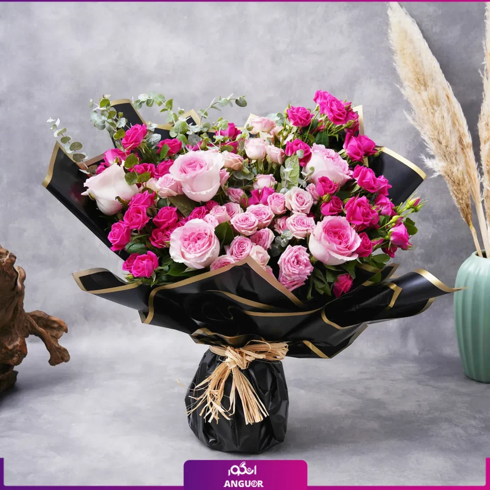 دسته گل رز مینیاتوری - خرید دسته گل طرح بین الملل - ارسال گل به ایران و خارج