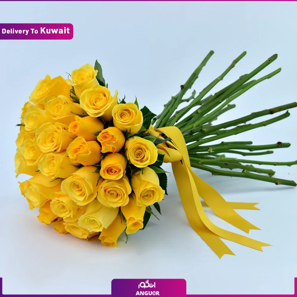 دسته گل رز زرد 30 (تحویل در کویت) - Image 2