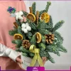 باکس کریسمس به همراه دارچین - سفارش آنلاین باکس گل کریمس
