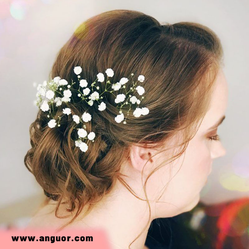 شینیون مو با گل ژیپسوفیلا