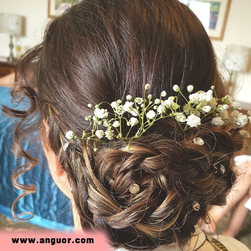 شینیون مو با گل ژیپسوفیلا