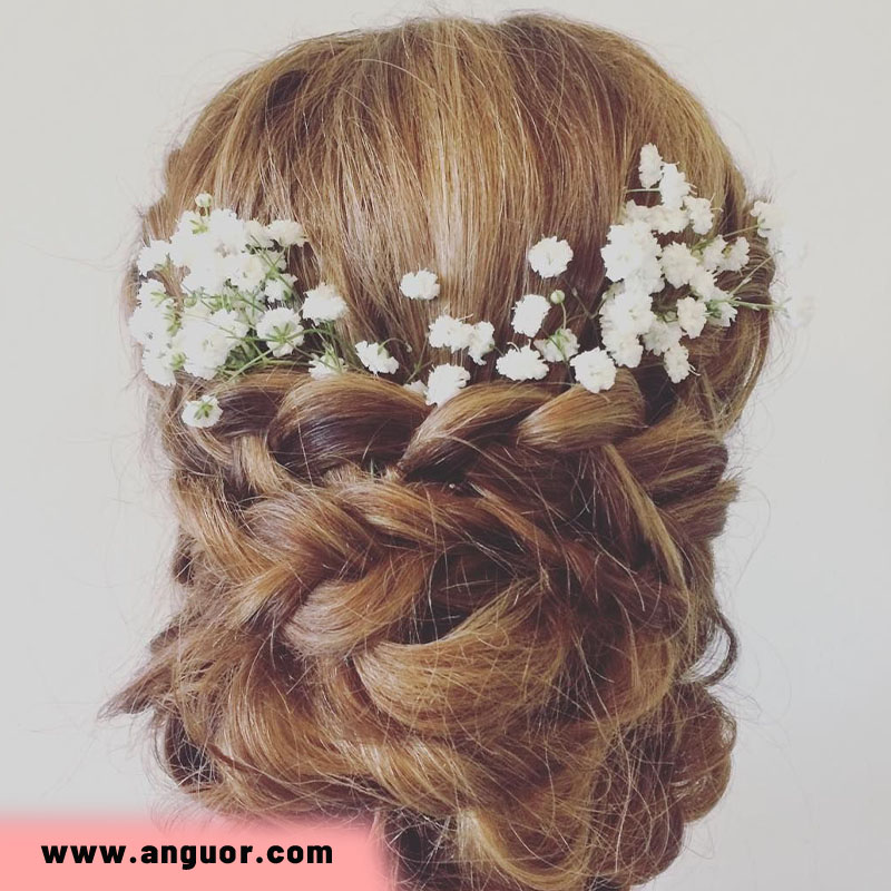 شینیون مو با گل ژیپسوفیلا