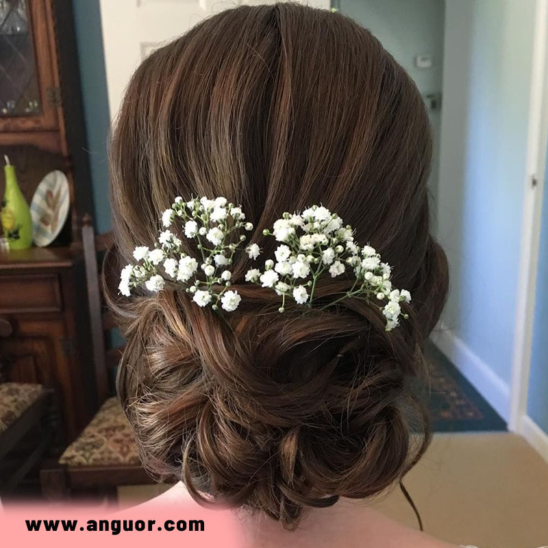 شینیون مو با گل ژیپسوفیلا