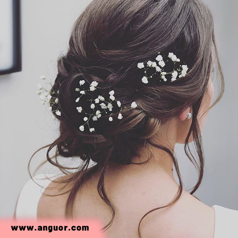 شینیون مو با گل ژیپسوفیلا