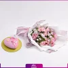 دسته گل رز مینیاتوری و کیک- خرید آنلاین گل و کیک- انگور