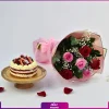 دسته گل و کیک- ارسال فوری گل- گل تولد