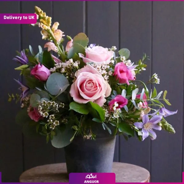 باکس گل رز و لیسیانتوس و ارسال به انگلستان