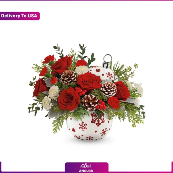 باکس حبابی کریسمس با گل رز ارسال به امریکا