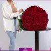 دسته گل 100 شاخه رز قرمز 100 سانتی (سوپر ممتاز هلندی) - Image 2