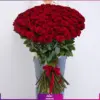 دسته گل 100 شاخه رز قرمز 100 سانتی (سوپر ممتاز هلندی)