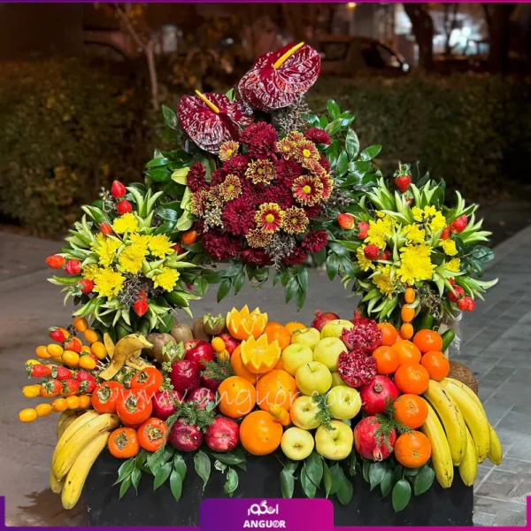 خرید باکس گل و میوه یلدایی - سفارش آنلاین باکس یلدایی - یلدایی برای عروس