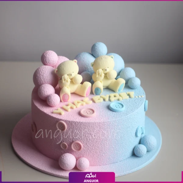 مینی کیک تعیین جنسیت - کیک دو رنگ - خرید آنلاین کیک از انگور