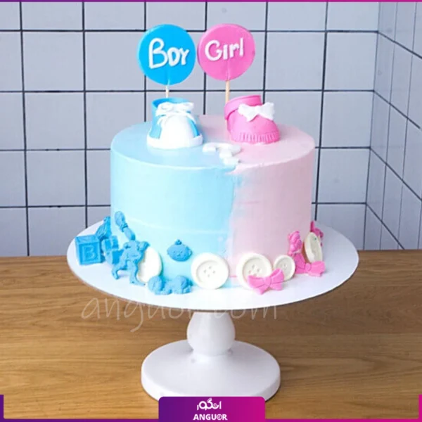 کیک تعیین جنسیت ساده - سفارش آنلاین کیک خامه ای - انگور