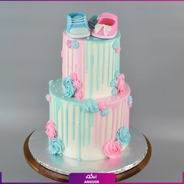 کیک تعیین جنسیت لاکچری - کیک تعیین جنسیت دو طبقه - خرید آنلاین کیک خامه ای