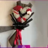 دسته گل قلبی شکل با 1 شاخه گل ارکیده در قلب گلهای رز مینیاتوری و گل عروس مناسب برای ولنتاین