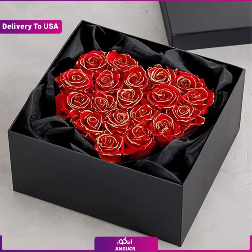 باکس گل رز جاودان قلبی VIP  (تحویل در آمریکا) - Image 4