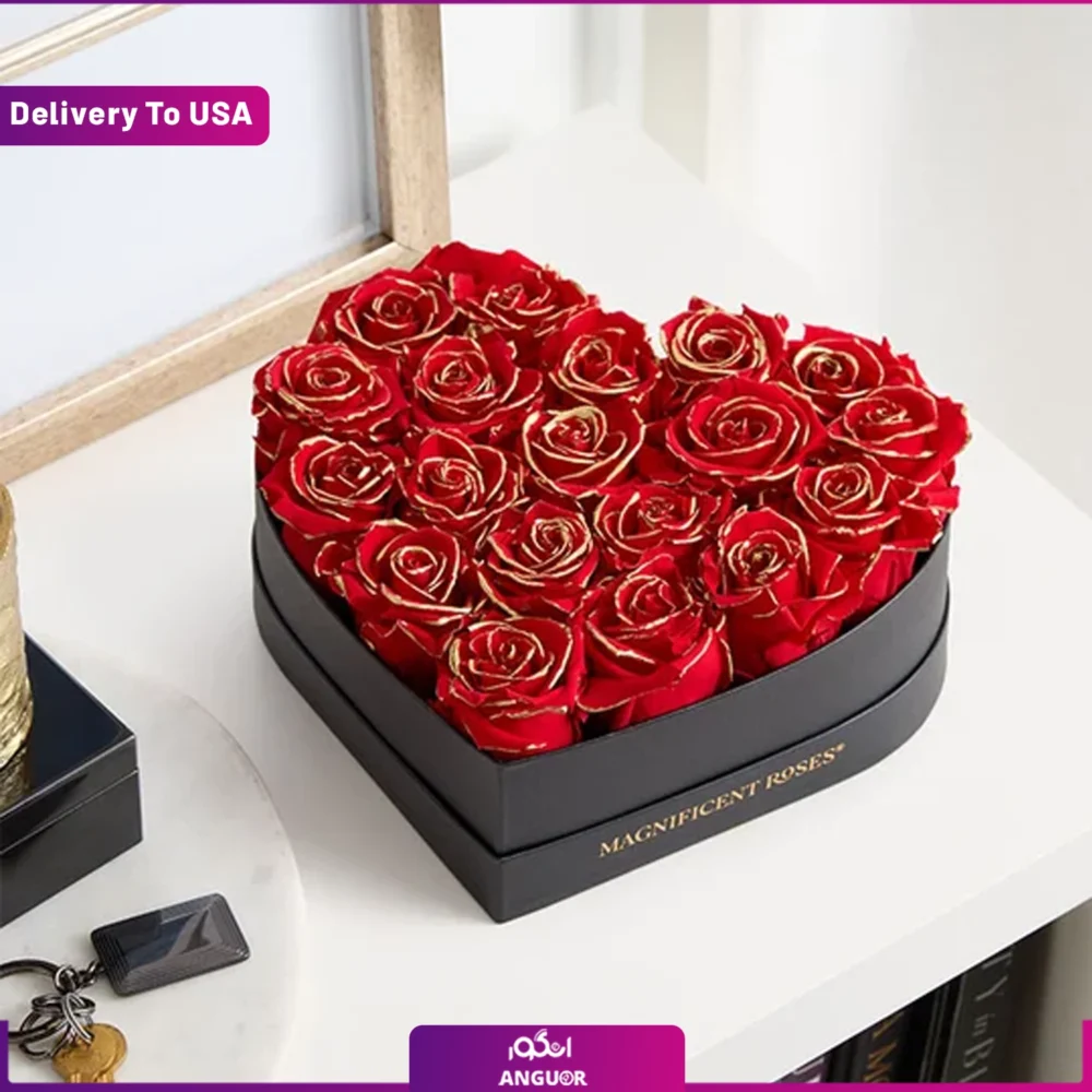 باکس گل رز جاودان قلبی VIP  (تحویل در آمریکا) - Image 3