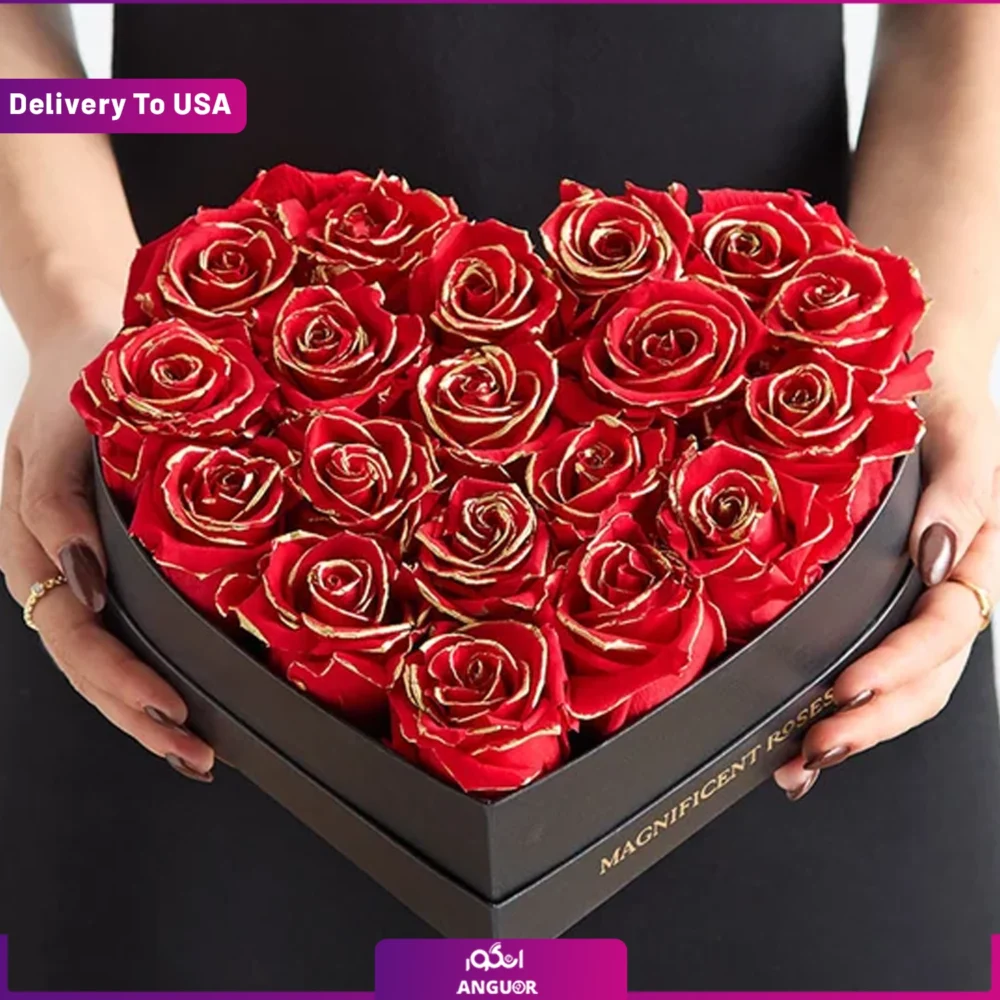 باکس گل رز جاودان قلبی VIP  (تحویل در آمریکا) - Image 2