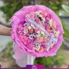 گل ادریسی و داوودی و میخک به رنگ صورتی